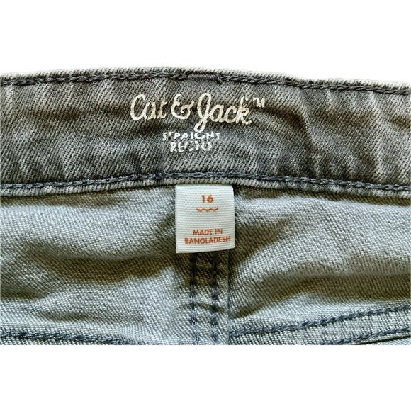 Vtg Jeans Distressed Light Gray 5 Pocket Adjustable Waist Boys Sz 16 CAT & JACK - Picture 5 of 16